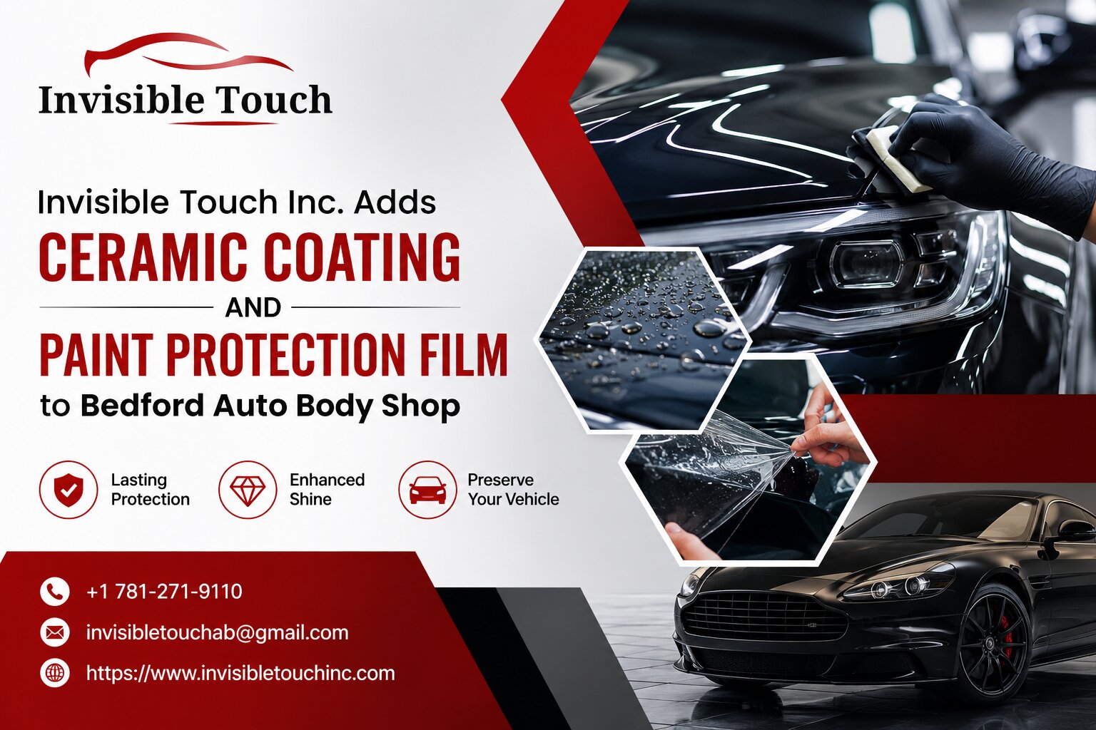 Invisible Touch Inc. Adds Ceramic Coating and Paint Protection Film to Bedford Auto Body Shop
