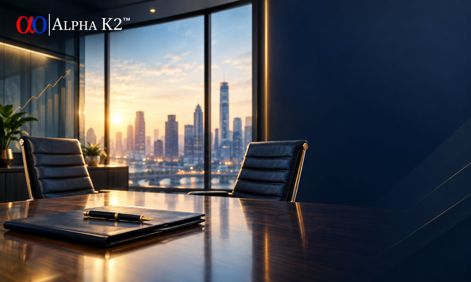 Executive office with two chairs facing each other, symbolizing coordinated wealth, estate and succession planning for business owners