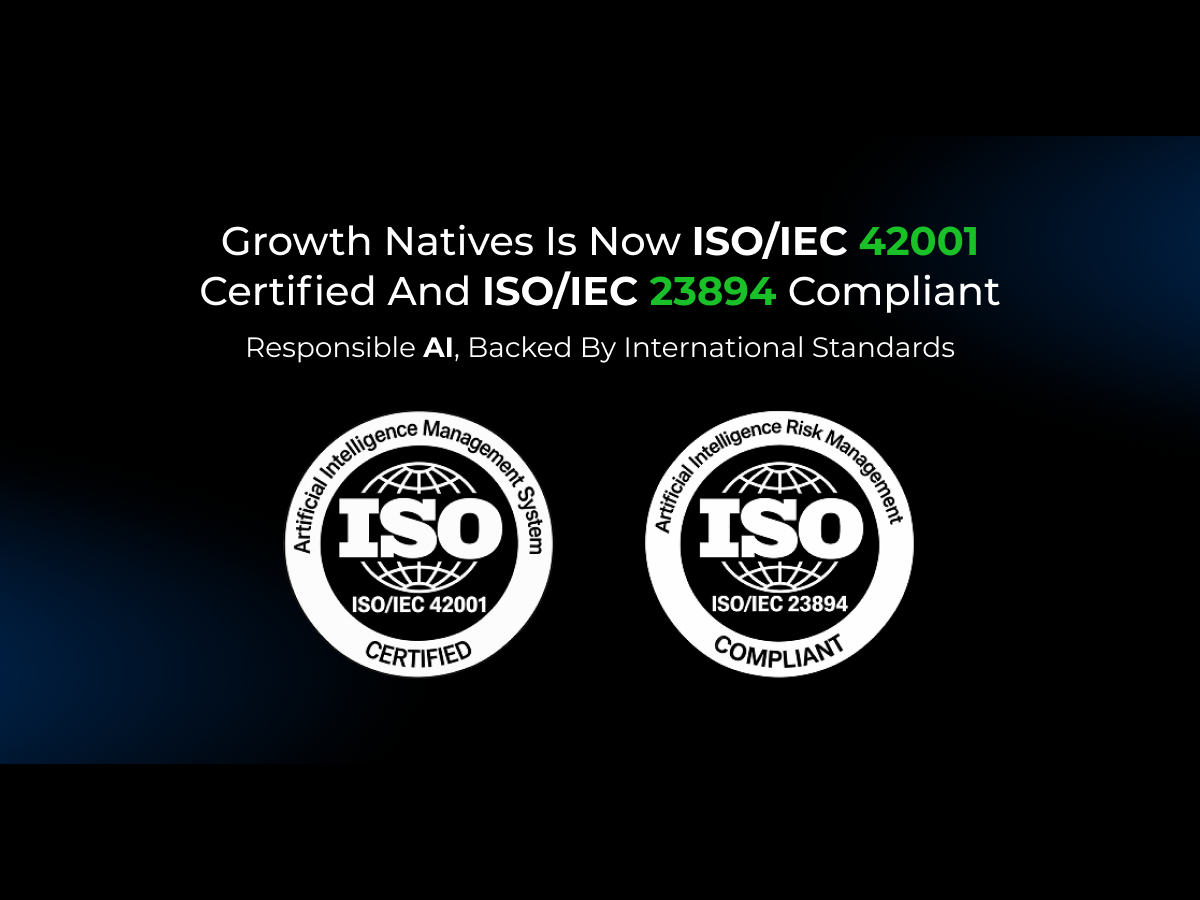 Growth Natives ISO/IEC 42001 certified and ISO/IEC 23894 compliant