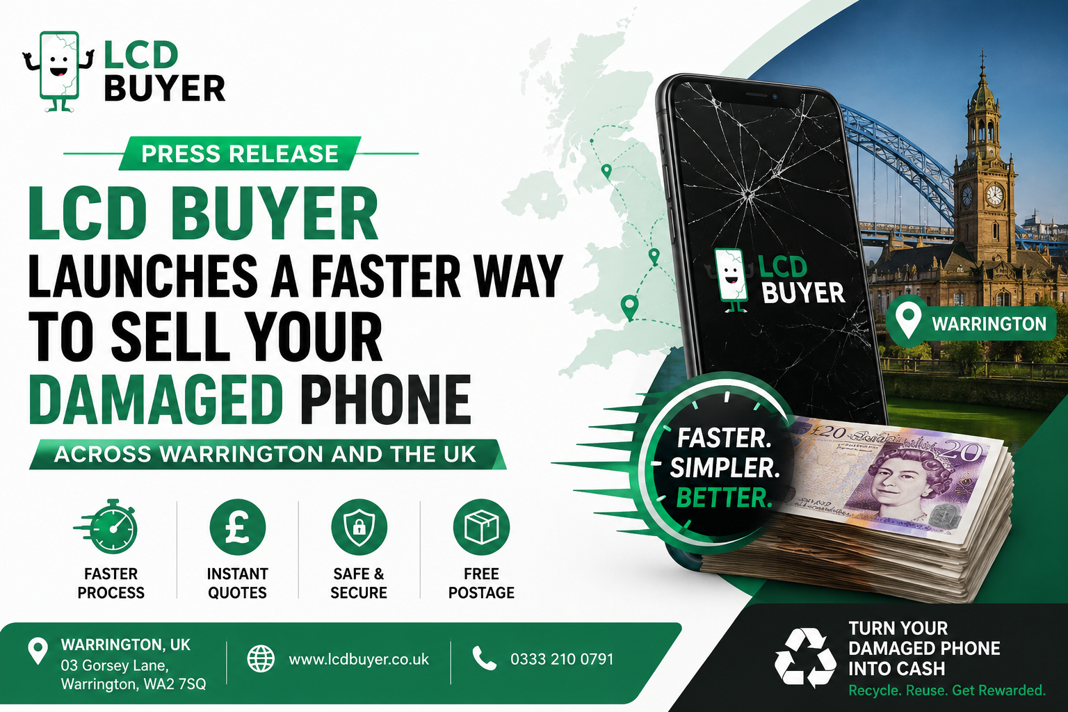 LCD Buyer Launches a Faster Way to Sell Your Damaged Phone Across Warrington and the UK